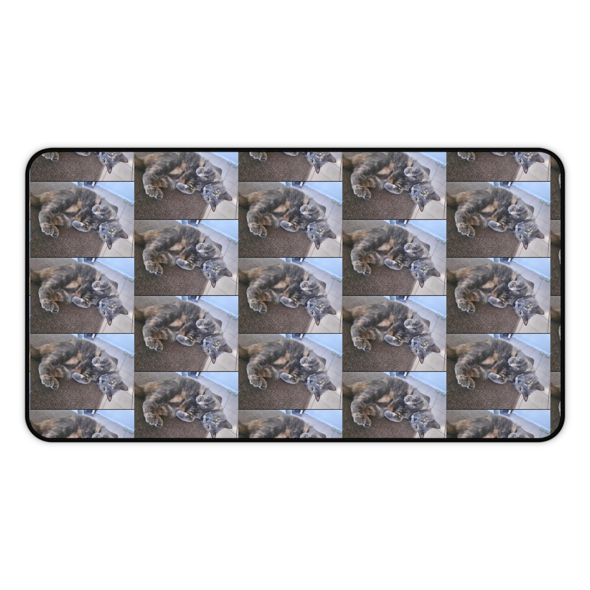 Cat Photo Pattern Desk Mat — Cozy Tabby Mousepad-Style Desk Protector