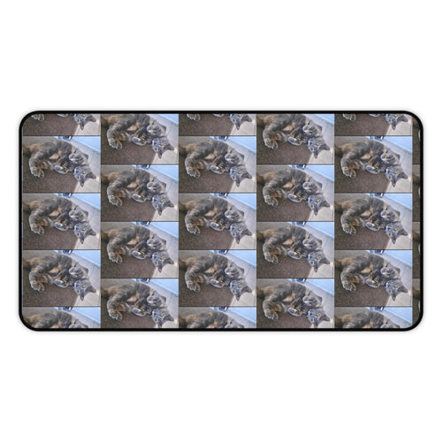 Cat Photo Pattern Desk Mat — Cozy Tabby Mousepad-Style Desk Protector