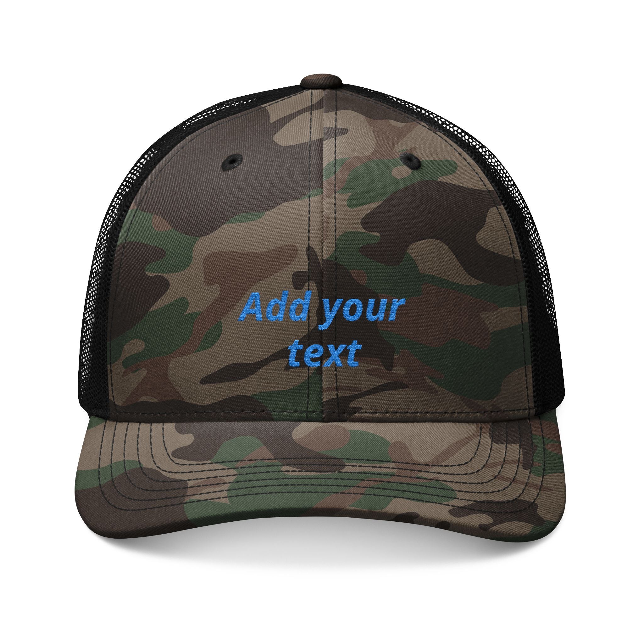 Camo Trucker Hat — Embroidered Classic Mesh Cap