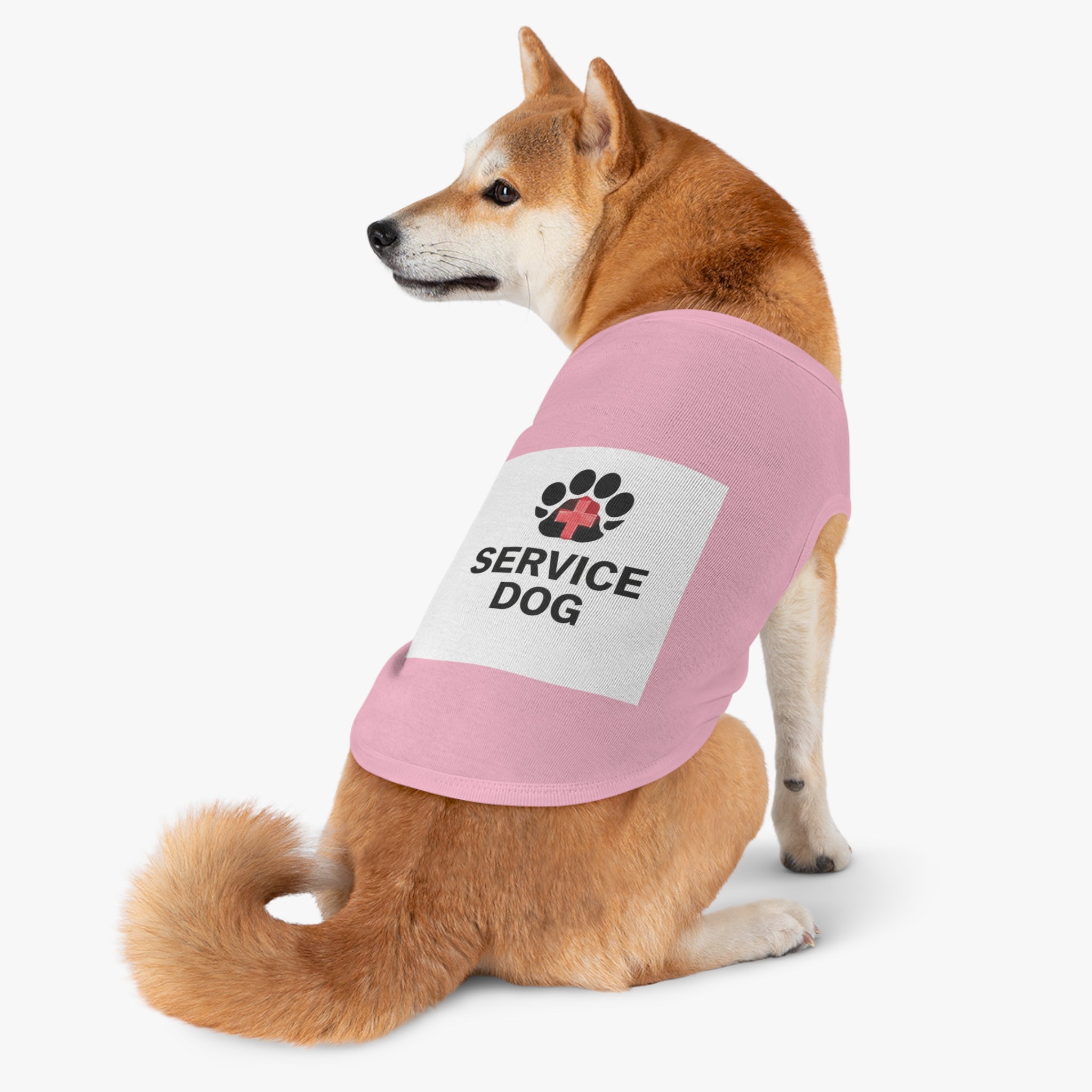 Service Dog Pet Tank Top — Black Paw Print with Red Cross Identification