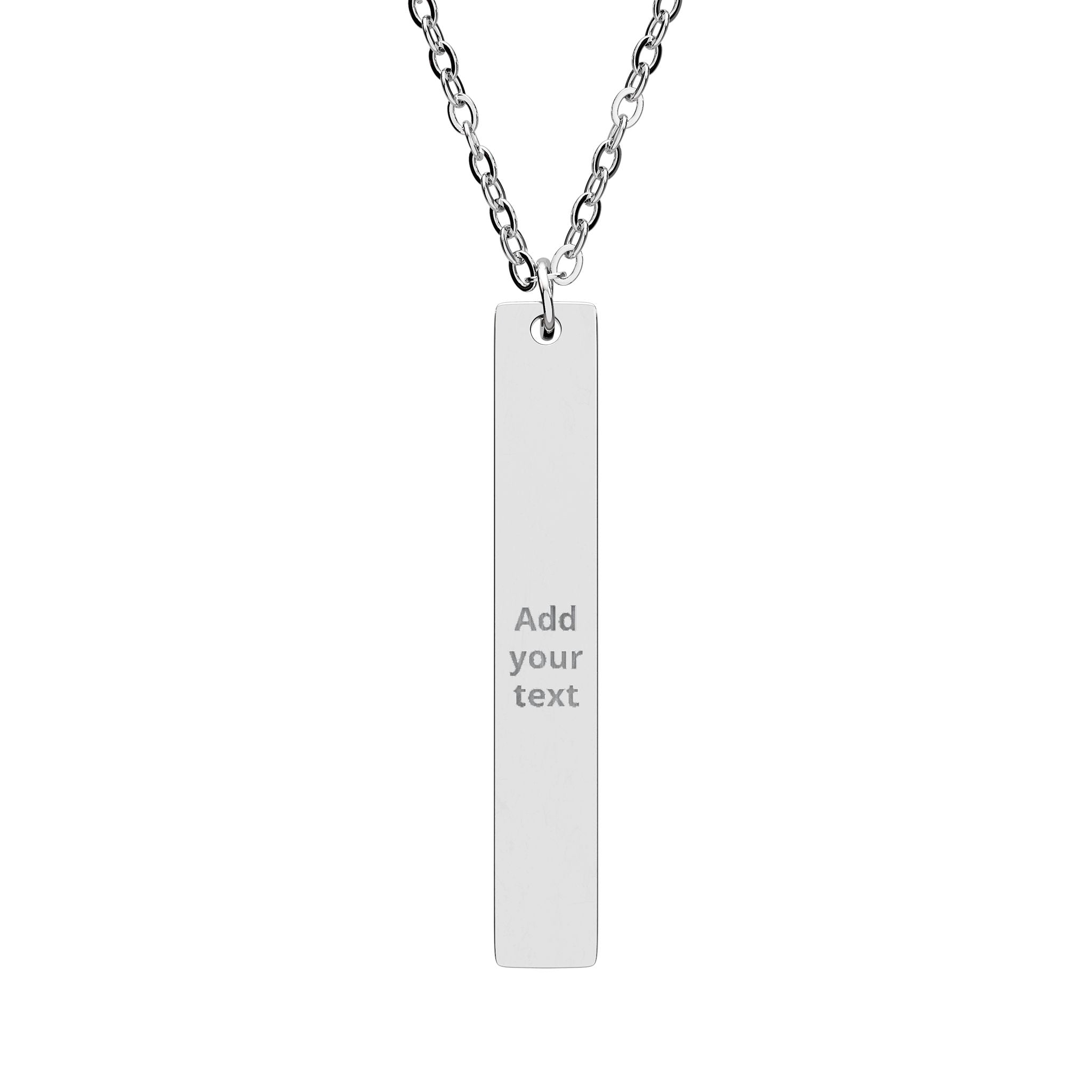 Engraved Vertical Bar Necklace — Personalized Sterling Pendant Gift