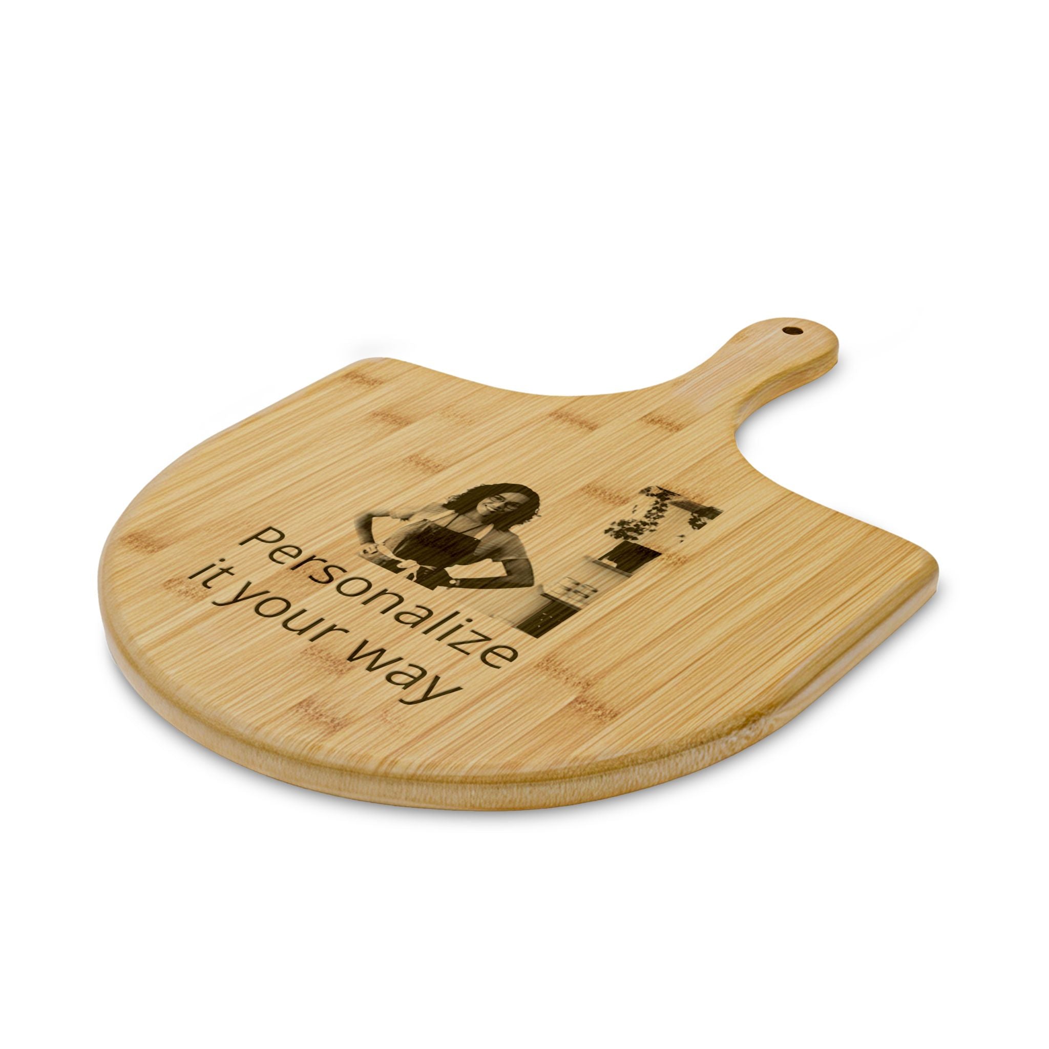 Engraved Bamboo Pizza Peel — Custom 'Print it your way' Design